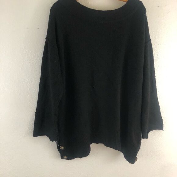 Democracy boatneck black sweater buttons on side size M - Picture 7 of 9